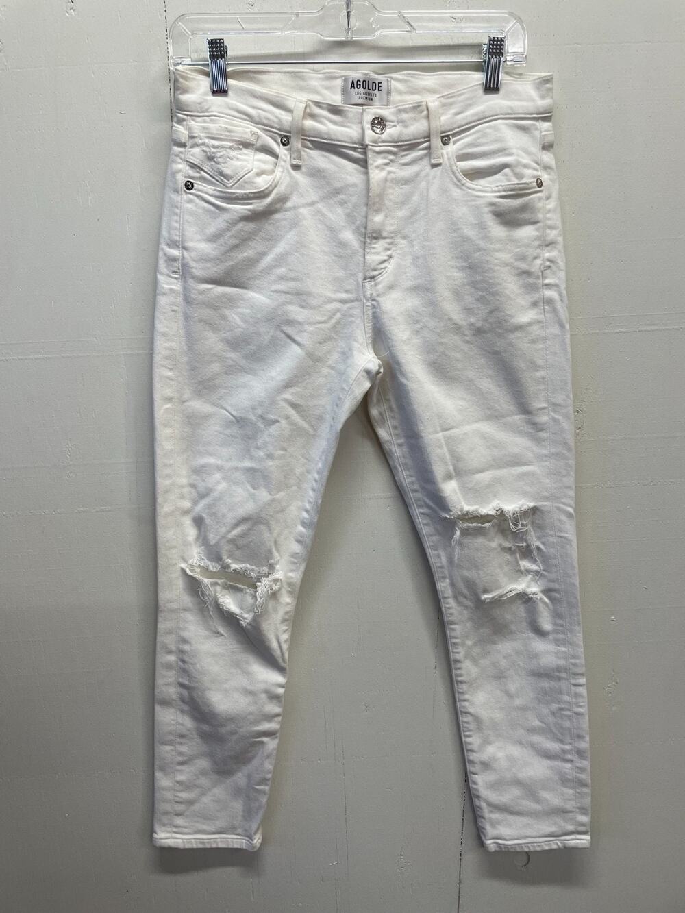 Agolde Women's Jeans Size 28 White Distressed Skinny Style A018-817